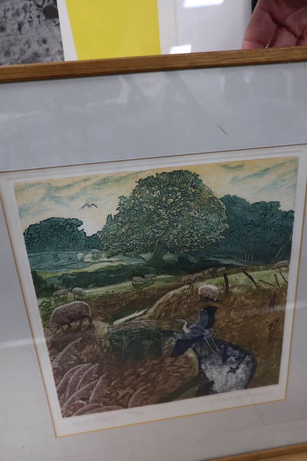 Robert Greenhalf, limited edition print, Heron Rising, 32 x 28cm and a limited edition print by Merlyn Evans
